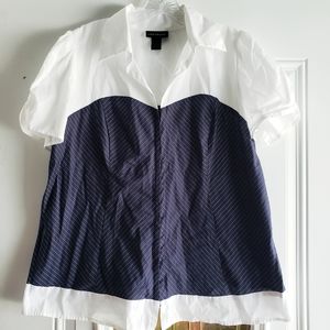 Lane Bryant short sleeve pinstripe blouse